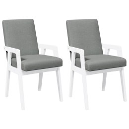 KRZESŁA DO JADALNI Z PODUSZKAMI 2 SZT. BIAŁE LITE DREWNO KAUCZUKOWE