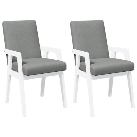 KRZESŁA DO JADALNI Z PODUSZKAMI 2 SZT. BIAŁE LITE DREWNO KAUCZUKOWE