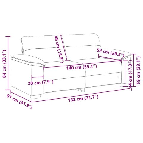 VidaXL Sofa 2-osobowa, ciemnozielona, 140 cm, tkaniną