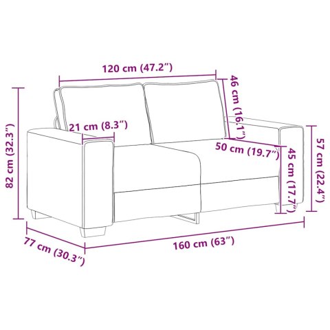 VidaXL Sofa dwuosobowa jasnożółta 120 cm Tkanina sztruksowa