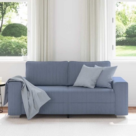 VidaXL Sofa dwuosobowa, niebieska, 140 cm, tkanina sztruksowa