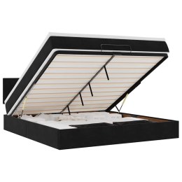RAMA ŁÓŻKA OTOMANA Z MATERACEM CZARNA 160X200CM AKSAMIT