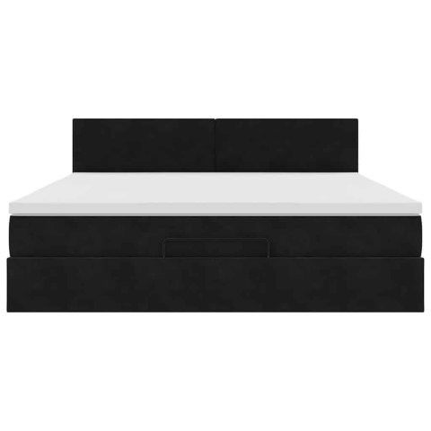 RAMA ŁÓŻKA OTOMANA Z MATERACEM CZARNA 160X200CM AKSAMIT