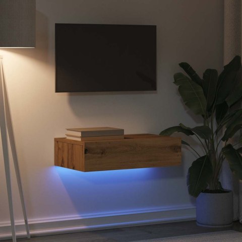 SZAFKA TELEWIZYJNA Z LED DĄB ARTISAN 60X35X15,5CM