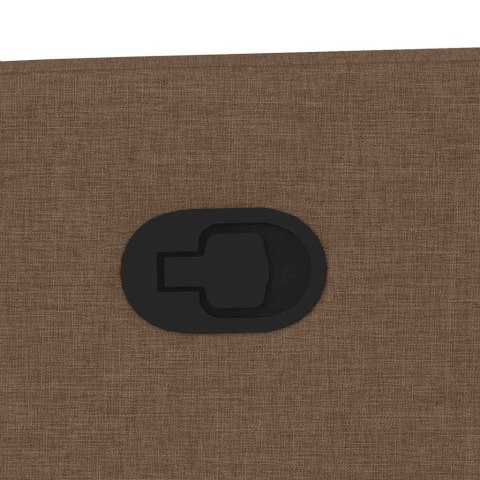 PODNOSZONY FOTEL MASUJĄCY ROZKŁADANY BRĄZOWY OBITY TKANINĄ