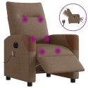 ROZKŁADANY FOTEL MASUJĄCY ELEKTRYCZNY BRĄZOWY TKANINA