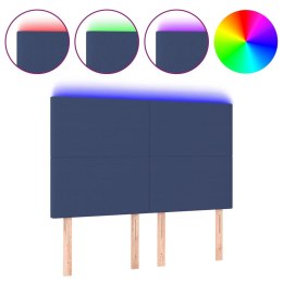 ZAGŁÓWEK DO ŁÓŻKA Z LED NIEBIESKI 144X5X118/128CM TKANINA