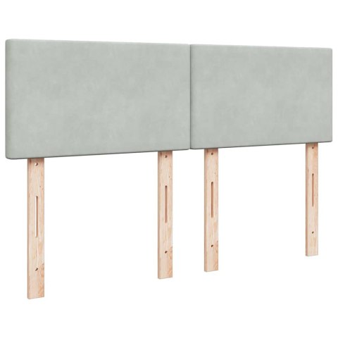 ŁÓŻKO KONTYNENTALNE Z MATERACEM JASNOSZARE 140X190CM AKSAMIT