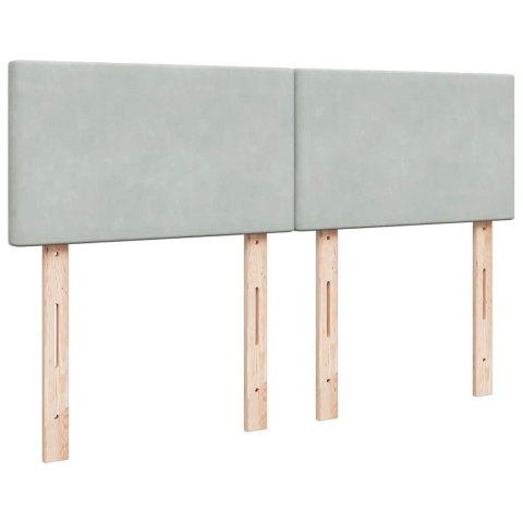 ŁÓŻKO KONTYNENTALNE Z MATERACEM JASNOSZARE 140X190CM AKSAMIT