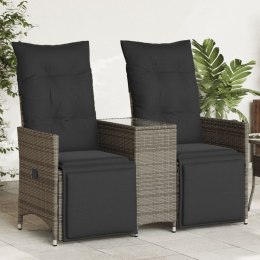 ROZKŁADANA SOFA OGRODOWA DLA 2 OS. ZE STOLIKIEM SZARA
