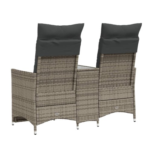 ROZKŁADANA SOFA OGRODOWA DLA 2 OS. ZE STOLIKIEM SZARA