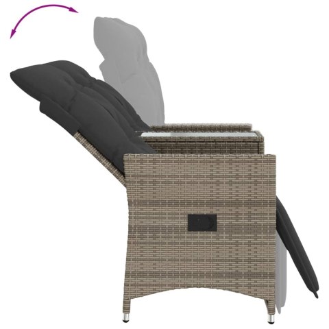 ROZKŁADANA SOFA OGRODOWA DLA 2 OS. ZE STOLIKIEM SZARA