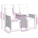 ROZKŁADANA SOFA OGRODOWA DLA 2 OS. ZE STOLIKIEM SZARA