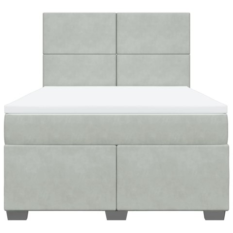 ŁÓŻKO KONTYNENTALNE Z MATERACEM JASNOSZARE 140X190CM AKSAMIT