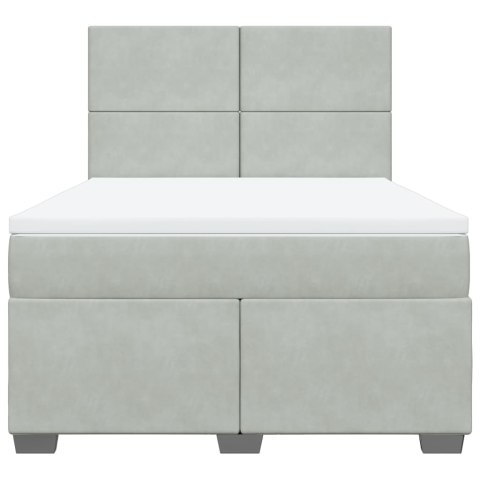 ŁÓŻKO KONTYNENTALNE Z MATERACEM JASNOSZARE AKSAMIT 140X190CM