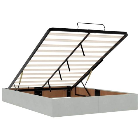 RAMA ŁÓŻKA OTOMANA Z MATERACAMI SZARA 140X200CM AKSAMIT