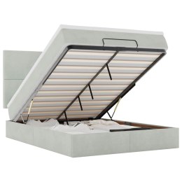 RAMA ŁÓŻKA OTOMANA Z MATERACAMI SZARA 140X200CM AKSAMIT