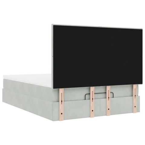 RAMA ŁÓŻKA OTOMANA Z MATERACAMI SZARA 140X200CM AKSAMIT