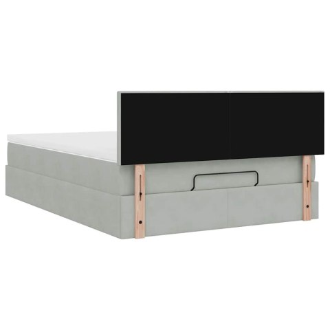 RAMA ŁÓŻKA OTOMANA Z MATERACEM SZARA 140X200CM AKSAMIT