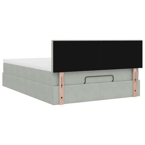 RAMA ŁÓŻKA OTOMANA Z MATERACEM SZARA 140X200CM AKSAMIT