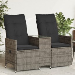 ROZKŁADANA SOFA OGRODOWA DLA 2 OS. ZE STOLIKIEM SZARA