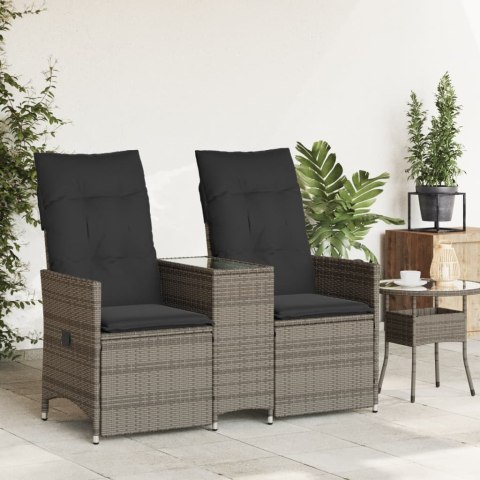 ROZKŁADANA SOFA OGRODOWA DLA 2 OS. ZE STOLIKIEM SZARA
