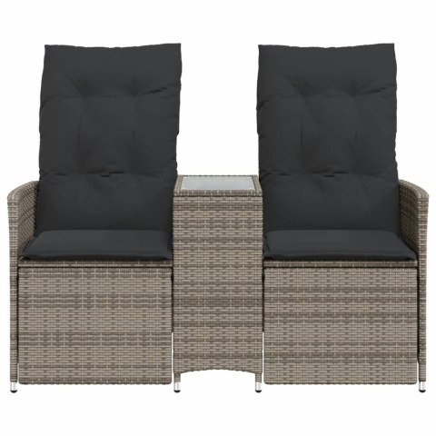ROZKŁADANA SOFA OGRODOWA DLA 2 OS. ZE STOLIKIEM SZARA