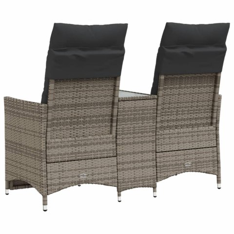 ROZKŁADANA SOFA OGRODOWA DLA 2 OS. ZE STOLIKIEM SZARA
