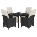 5-CZ. ZESTAW MEBLI OGRODOWYCH Z PODUSZKAMI CZARNY POLIRATTAN
