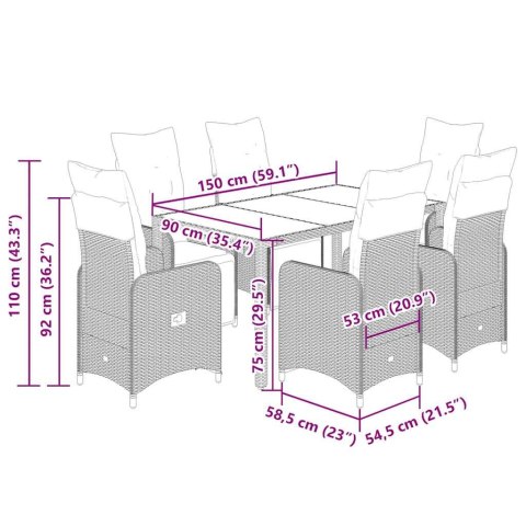 7-CZ. ZESTAW MEBLI BISTRO Z PODUSZKAMI CZARNY POLIRATTAN