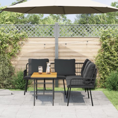 2-CZĘŚCIOWY ZESTAW SOF OGRODOWYCH Z PODUSZKAMI CZARNY POLIRATTAN