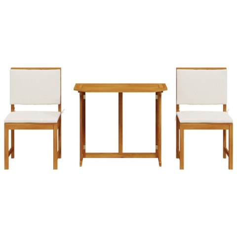 3-CZĘŚCIOWY ZESTAW BISTRO OGRODOWEGO Z PODUSZKAMI Z AKACJOWEGO DREWNA