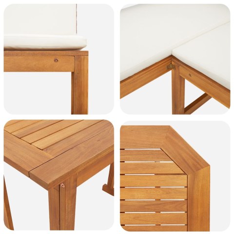 3-CZĘŚCIOWY ZESTAW BISTRO OGRODOWEGO Z PODUSZKAMI Z AKACJOWEGO DREWNA