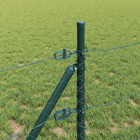 HEXAGONALNY PŁOT ZIELONY 1,4X100M STAL SŁUPKI DO PŁOTU 13 SZTUK ZIELONE Ø32MM 190CM STAL OCYNKOWANA