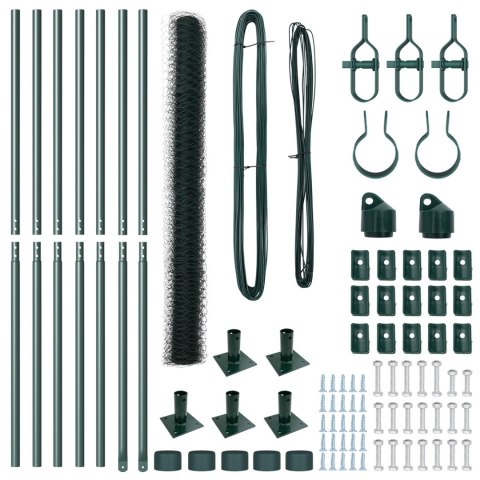 OGRODZENIE 1,4X10M ZIELONE + 7 SŁUPKÓW Ø32MM 78,5CM STAL PVC