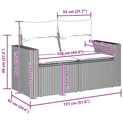 Zestaw kanap ogrodowych vidaXL 9-częściowy z poduszkami Beżowy rattan PE Acacia, Zestaw do jadalni ogrodowej vidaXL 3-częściowy 