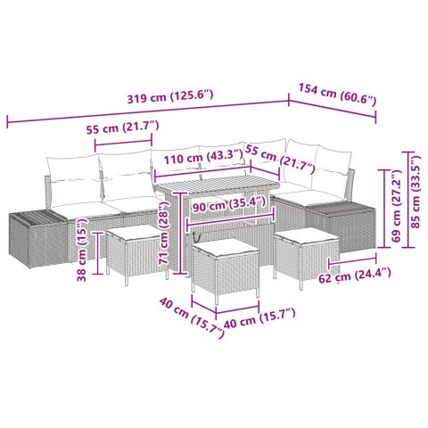 10 ELEMENTOWY ZESTAW SOF OGRODOWYCH Z PODUSZKAMI CZARNE POLIRATTANOWE SOFA OGRODOWA DWUOSOBOWA Z PODUSZKAMI CZARNE POLIRATTANOW