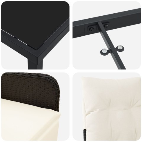 5-ELEMENTOWY ZESTAW JADALNY DO OGRODU Z PODUSZKAMI CZARNY POLIRATTAN.