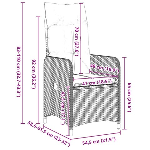 7-CZĘŚCIOWY ZESTAW DO JADALNI OGRODOWEJ Z PODUSZKAMI CZARNY POLI RATTAN