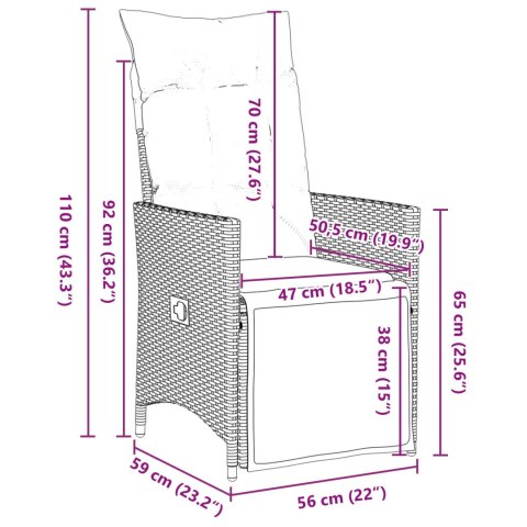 ZESTAW MEBLI OGRODOWYCH 5 CZĘŚCI Z PODUSZKAMI CZARNY POLIRATTAN