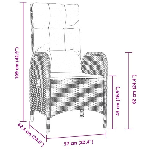 3-CZĘŚCIOWY ZESTAW DO JEDZENIA OGRODOWEGO SZARY POLIRATTAN