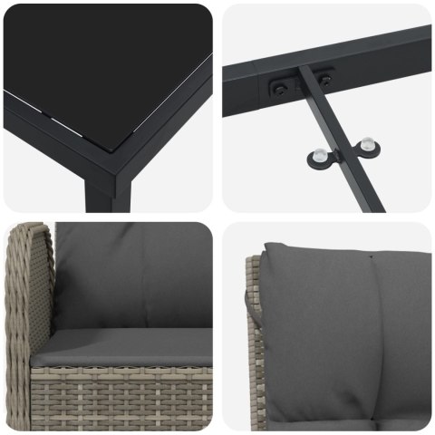 3-CZĘŚCIOWY ZESTAW DO JEDZENIA OGRODOWEGO SZARY POLIRATTAN