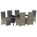 7-CZĘŚCIOWY ZESTAW DO JADALNI OGRODOWEJ Z PODUSZKAMI W SZARYM POLIRATTANIE