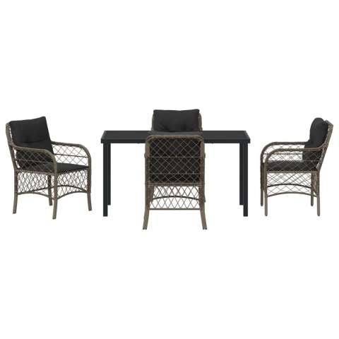 VidaXL Zestaw do jadalni na zewnątrz 5-częściowy z poduszkami szary poli rattan