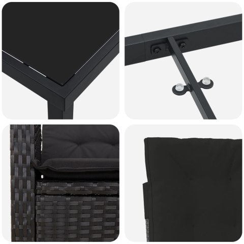 ZESTAW MEBLI OGRODOWYCH 5-CZĘŚCIOWY Z PODUSZKAMI CZARNE RATTAN POLIRATTAN