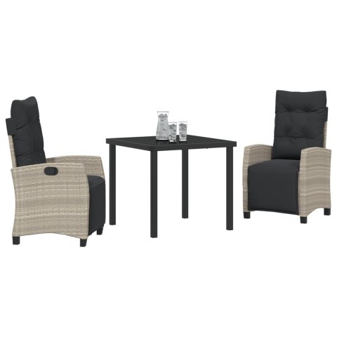 3-CZĘŚCIOWY ZESTAW DO JADALNI OGRODOWEJ JASNOSZARY POLI RATTAN