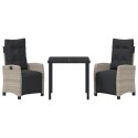 3-CZĘŚCIOWY ZESTAW DO JADALNI OGRODOWEJ JASNOSZARY POLI RATTAN