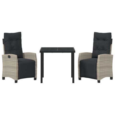 3-CZĘŚCIOWY ZESTAW DO JADALNI OGRODOWEJ JASNOSZARY POLI RATTAN