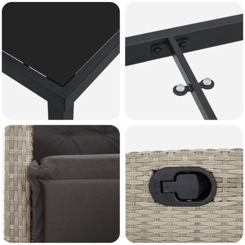 3-CZĘŚCIOWY ZESTAW DO JADALNI OGRODOWEJ JASNOSZARY POLI RATTAN