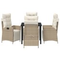 5-CZĘŚCIOWY ZESTAW DO JADALNI OGRODOWEJ BEŻOWY POLIRATTAN